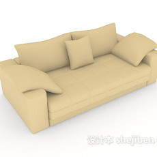 黄色简约家居双人沙发3d模型下载