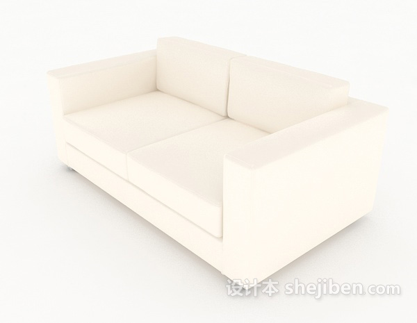 免费家居休闲简约白色双人沙发3d模型下载