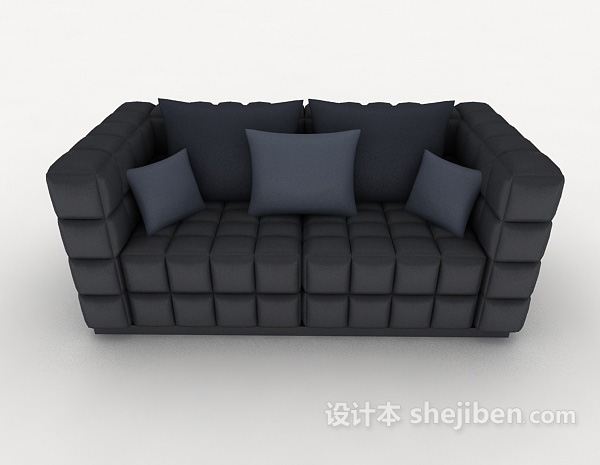 现代风格蓝色简约家居双人沙发3d模型下载