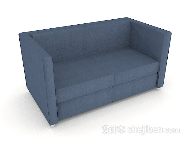 蓝色简单双人沙发