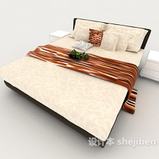 现代居家型双人床3d模型下载