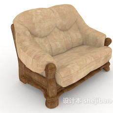 新中式木质棕色单人沙发3d模型下载