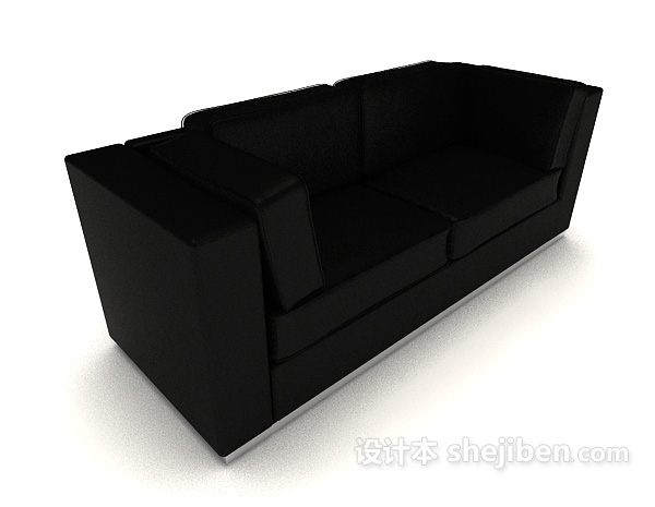 休闲黑色简约双人沙发3d模型下载