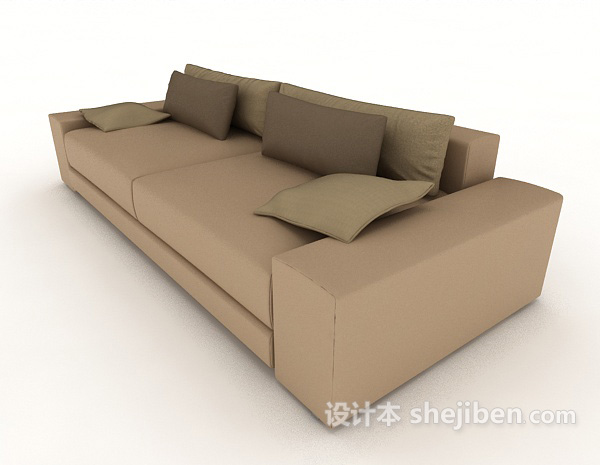 免费休闲家居棕色双人沙发3d模型下载
