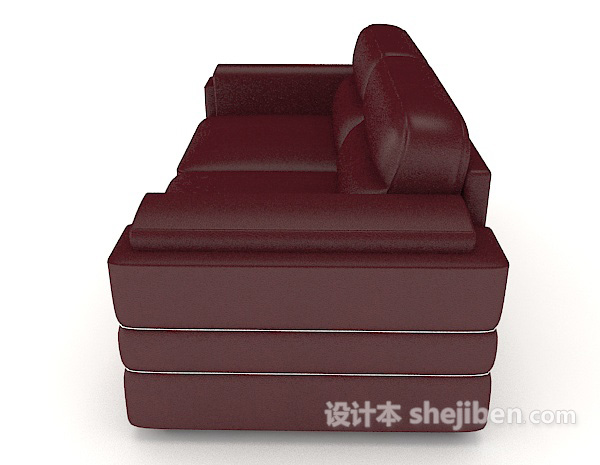 设计本商务暗红色双人沙发3d模型下载