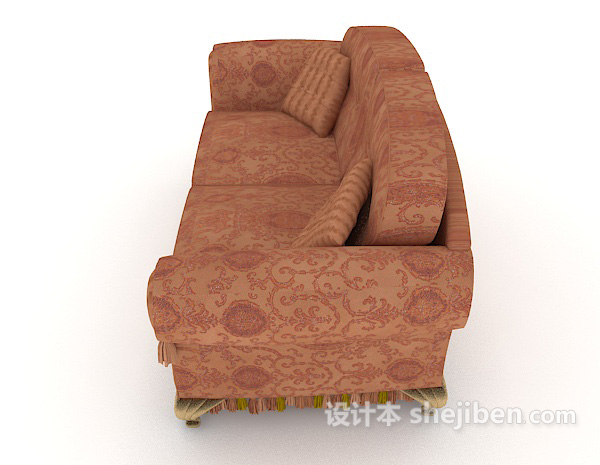 设计本欧式家居棕色双人沙发3d模型下载