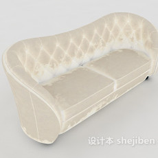 欧式白色家居双人沙发3d模型下载