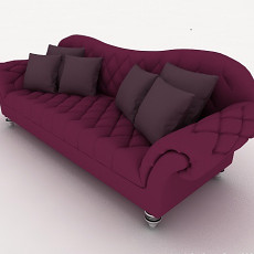 简欧紫色双人沙发3d模型下载