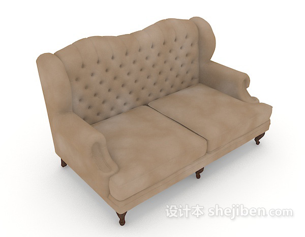 欧式简约棕色双人沙发3d模型下载