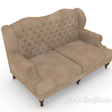 欧式简约棕色双人沙发3d模型下载