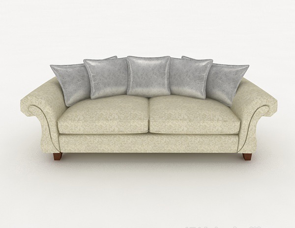 现代风格家居灰色双人沙发3d模型下载