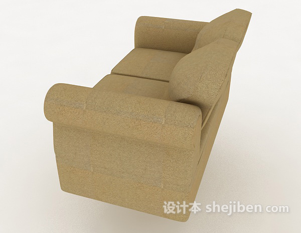 设计本简单家居棕色双人沙发3d模型下载