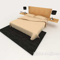 简单实木床具3d模型下载