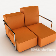 橙色简单双人沙发3d模型下载