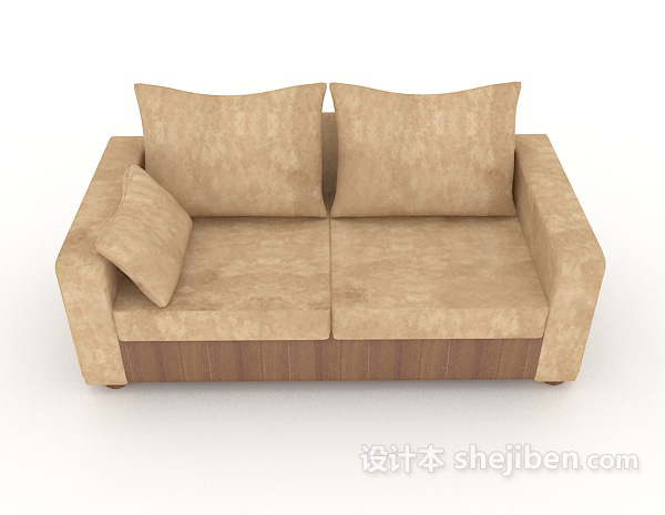 现代风格家居棕色简约双人沙发3d模型下载