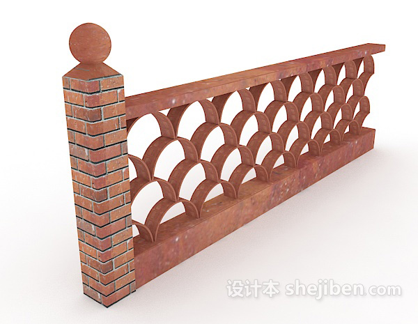 红砖围墙3d模型下载