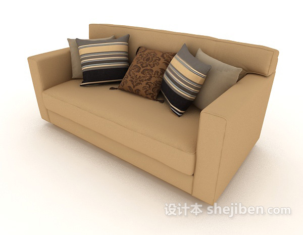 现代浅色双人沙发3d模型下载