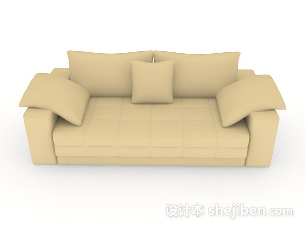 现代风格黄色简约家居双人沙发3d模型下载