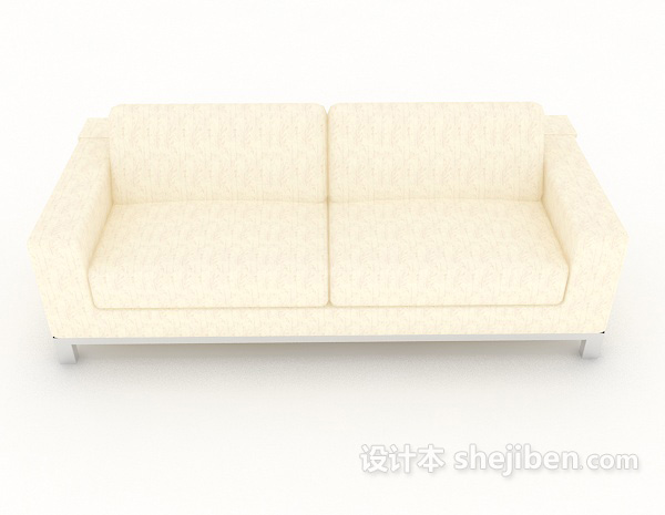 现代风格简单米白色双人沙发3d模型下载