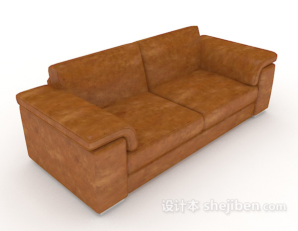 家居简单棕色双人沙发3d模型下载