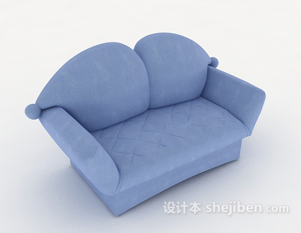 浅蓝色双人沙发3d模型下载