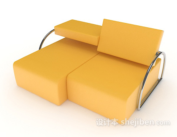 免费个性黄色双人沙发3d模型下载