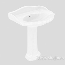 白色立式洗手池3d模型下载
