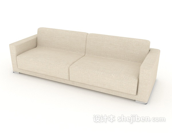 免费家居米白色简约双人沙发3d模型下载