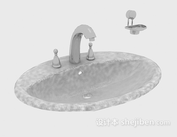 石材洗手盆3d模型下载