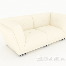 简约米黄色双人沙发3d模型下载