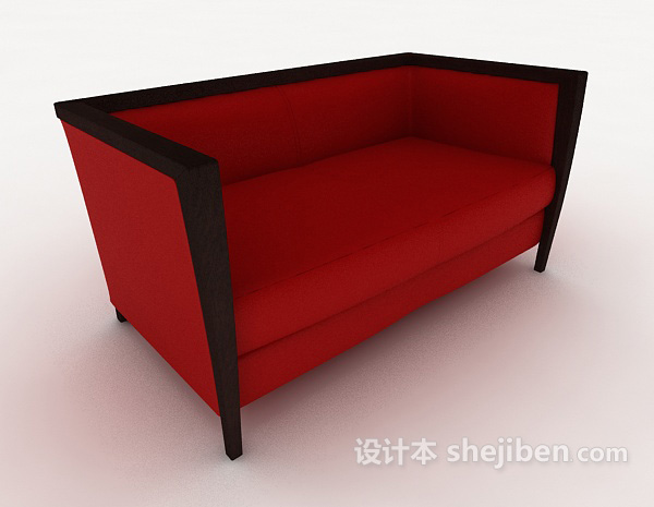 红色简约双人沙发3d模型下载