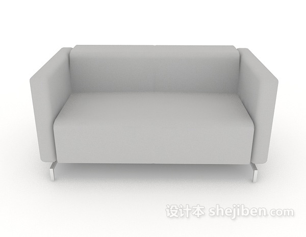 现代风格灰色简约休闲双人沙发3d模型下载