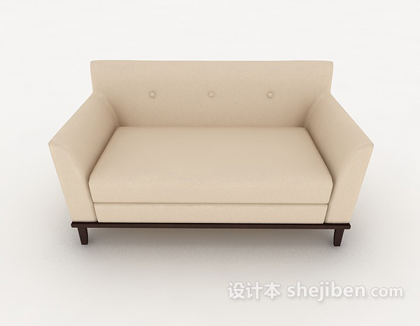 现代风格家居浅棕色双人沙发3d模型下载