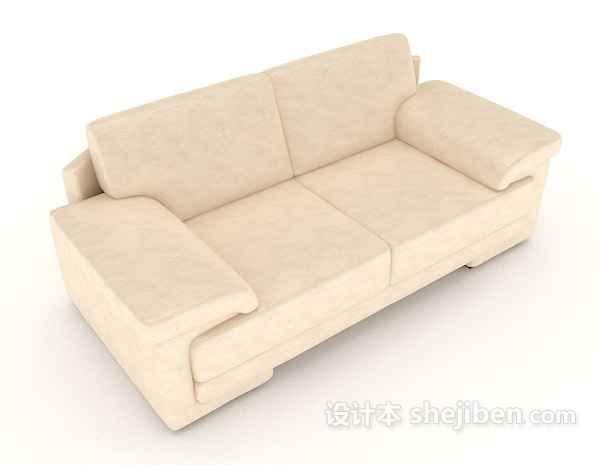 家居米白色双人沙发3d模型下载