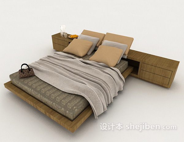 现代居家简单双人床