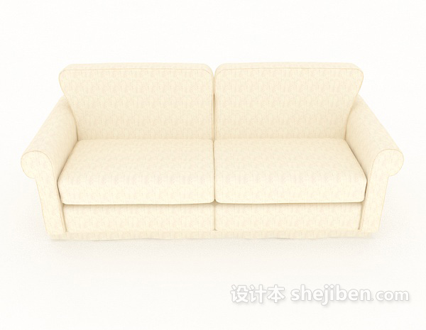 现代风格家居简约浅黄色双人沙发3d模型下载