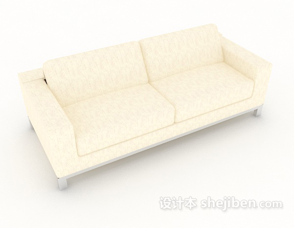 免费简单米白色双人沙发3d模型下载