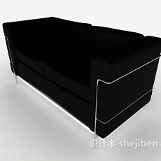现代简约黑色双人沙发3d模型下载