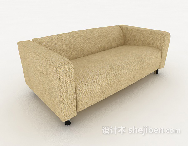 休闲简约浅棕色双人沙发3d模型下载