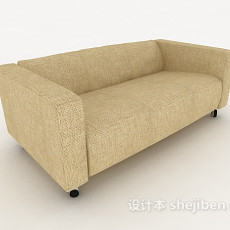 休闲简约浅棕色双人沙发3d模型下载