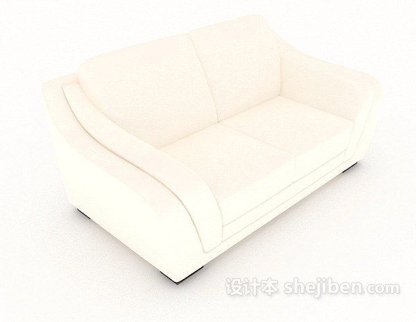 米白色简约家居双人沙发3d模型下载