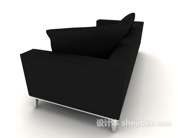 设计本家居黑色休闲双人沙发3d模型下载