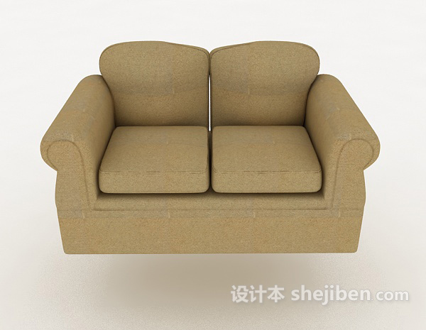 现代风格简单家居棕色双人沙发3d模型下载