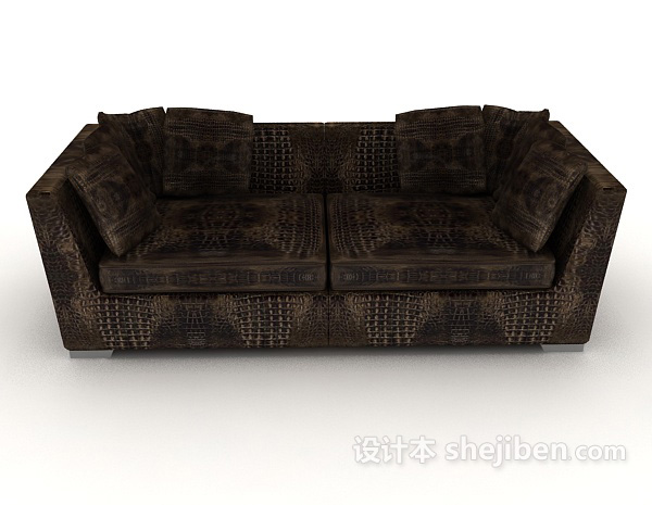 现代风格深棕色个性休闲双人沙发3d模型下载