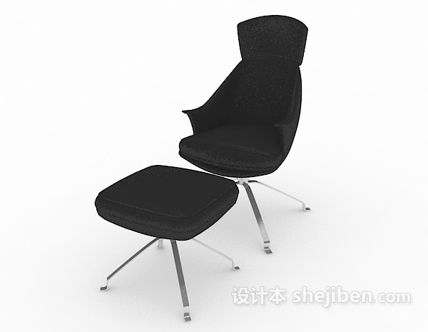 免费黑色单人休闲椅3d模型下载