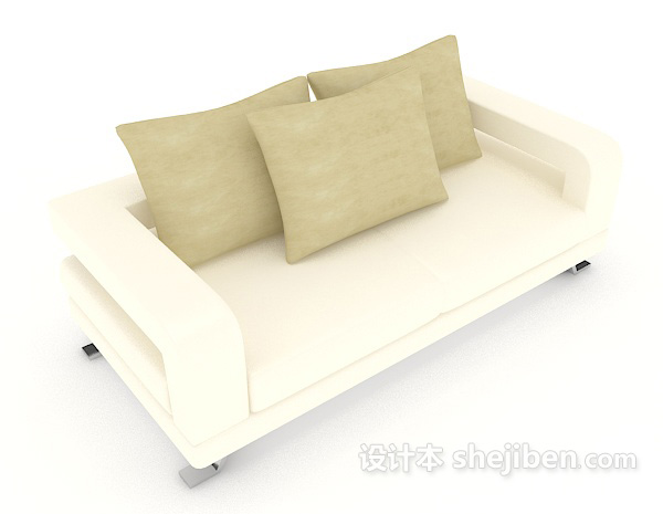 简约米白色双人沙发3d模型下载