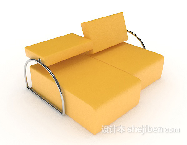 个性黄色双人沙发3d模型下载