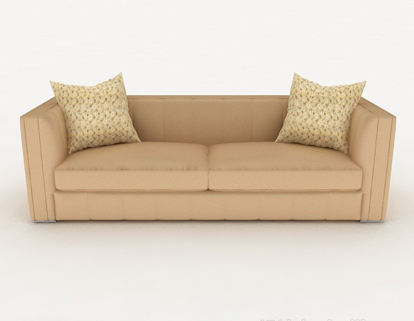 现代风格浅棕色双人沙发3d模型下载