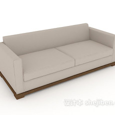 浅灰色简约木质双人沙发3d模型下载