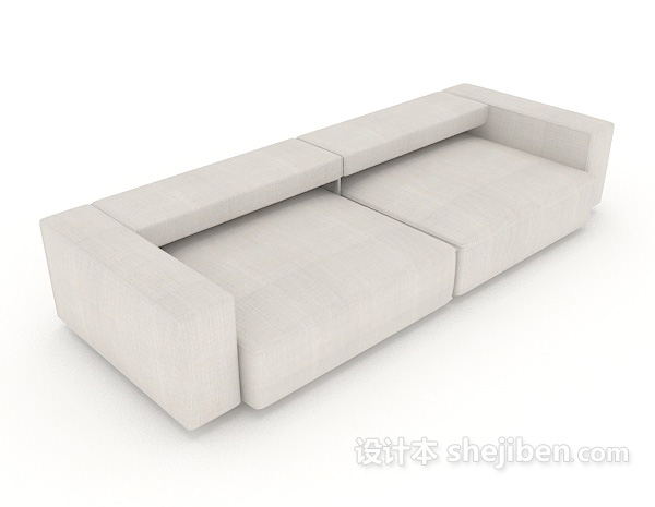 浅灰色简约双人沙发3d模型下载